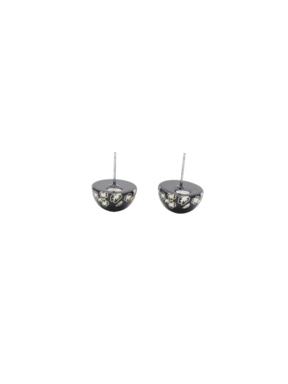 Chanel Earrings CC Logo Button &camellia Black 06c CC&camellia Silver